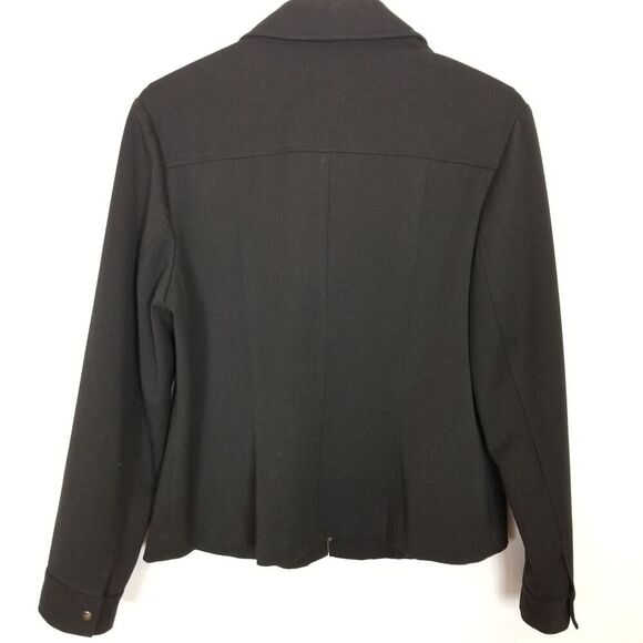 Talbots Women Stretch Zip Up Jacket Sz 10 Black Pockets Preppy Casual Lined - Picture 4 of 8